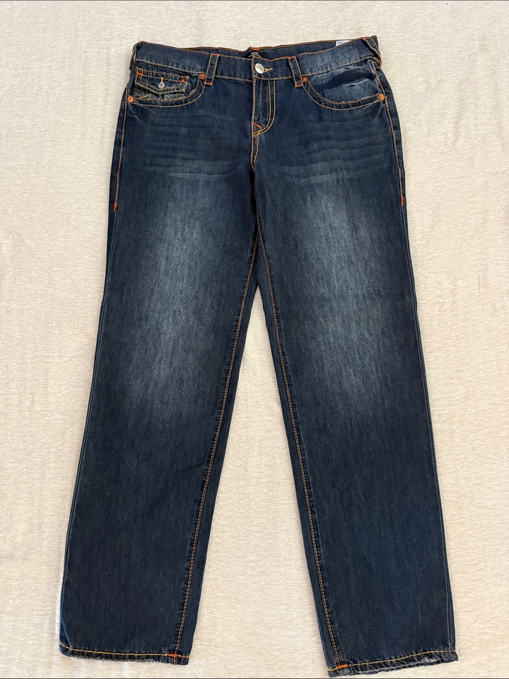 True Religion  Ricki Relaxed Straight Leg Dark Blue Jeans